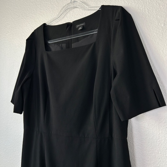 Ann Taylor size 14 square neck sheath dress black knee length career wear - Picture 5 of 10